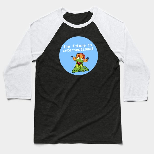 The Future Is Intersectional - Kermit Meme Baseball T-Shirt by Football from the Left